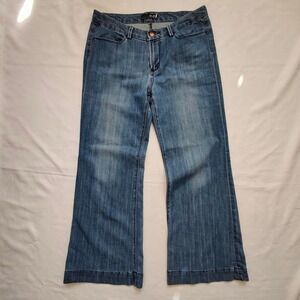 Seven7 For All Mankind Mid Rise Bootcut Jeans Med Wash Faded Denim Stretch 12